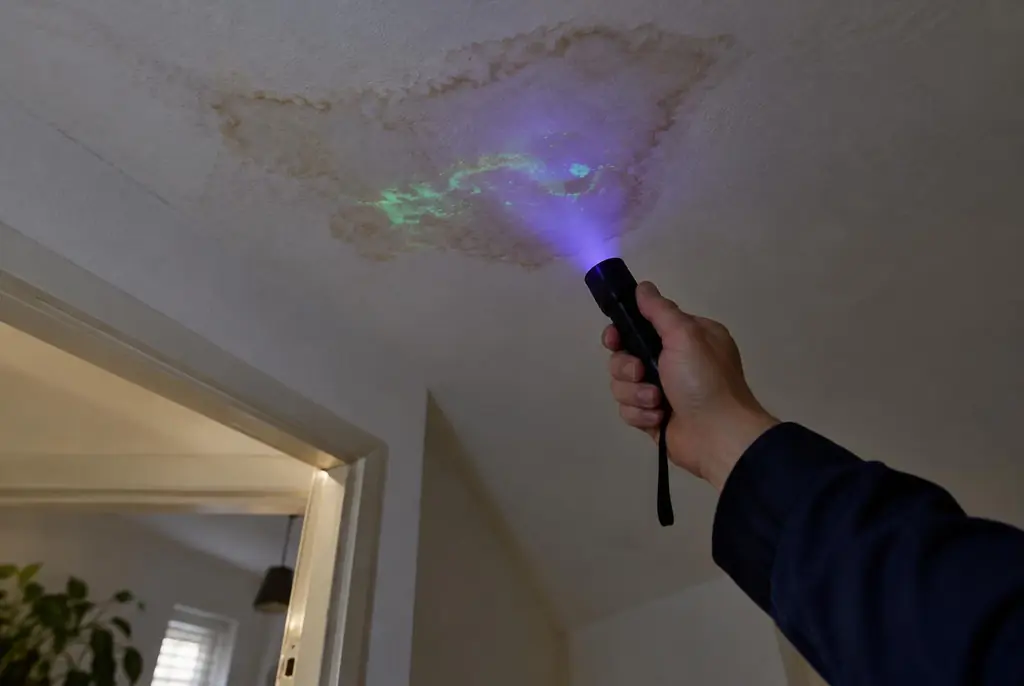 Lekdetectie Den Dolder – kleurstof controleren op het plafond met uv-licht
