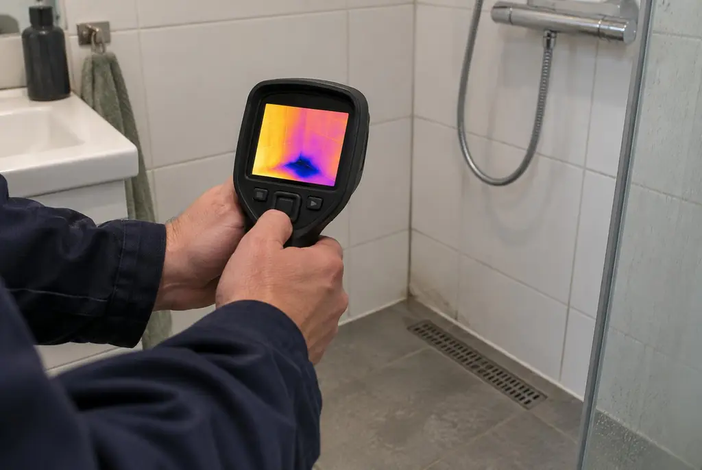 Lekdetectie Den Dolder – lekdetectiespecialist met warmtebeeldcamera in een badkamer
